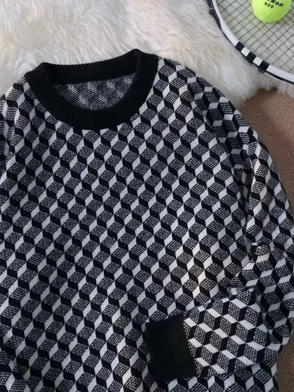 Men's Full Size Round Neck Long Sleeve Sweater Plus Size
