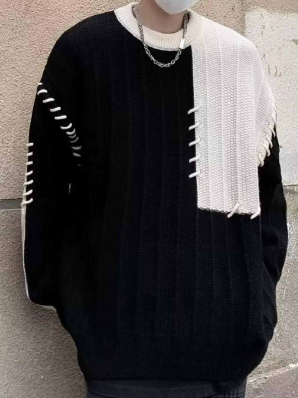 Men's Color Block Round Neck Sweater