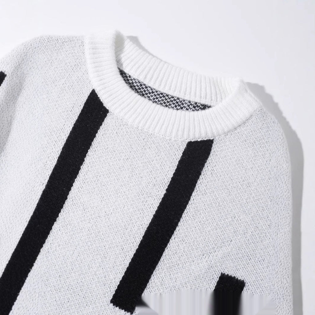 New Fallwinter Mens Pullover Color-block Knit Sweater